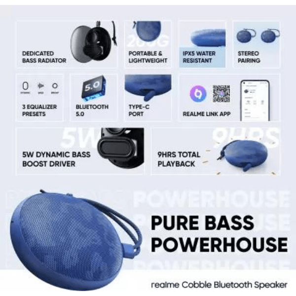 realme Cobble with Bass Radiator 5 w Bluetooth Speaker